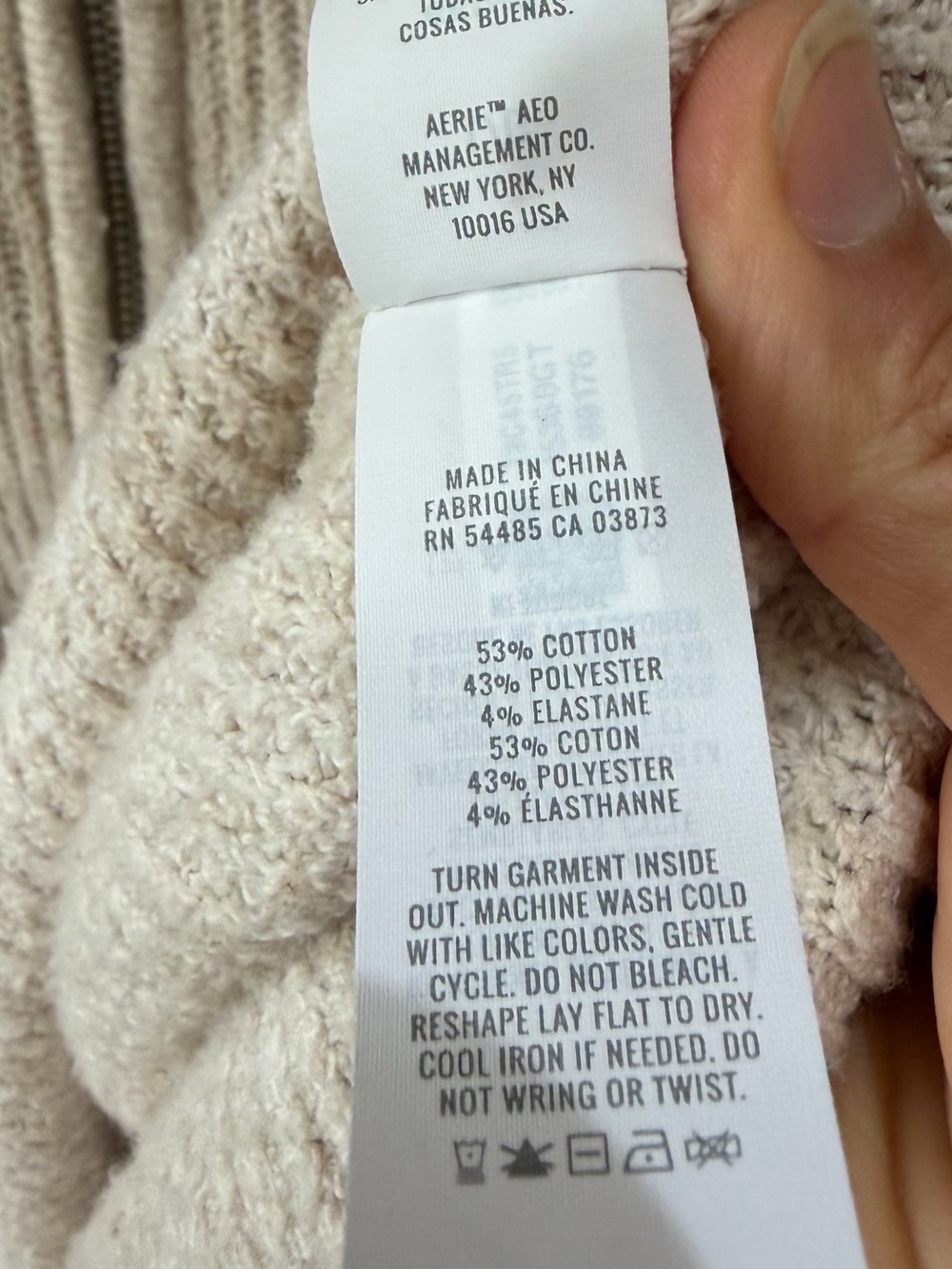 Aerie CozyUp Waffle Textured Quarter-Zip Sweater in Cream - Picture 11 of 11